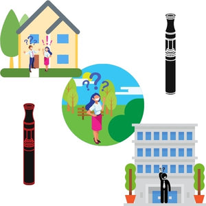 Graphics of Vapes, People, Home, Park, Building