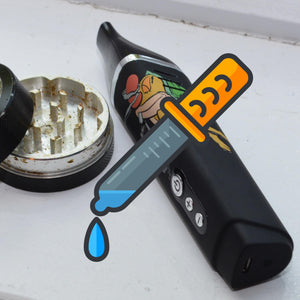 Dry herb vape, grinder and water dropper